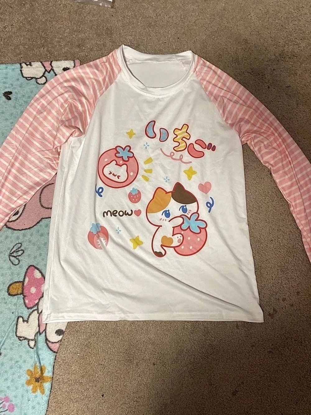 Long Sleeve Graphic Top in Pink & White